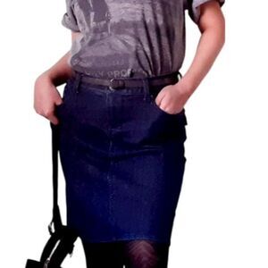 New York & Company Womens Dark Blue Denim Mini Skirts W29 18"Length Size 4